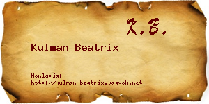 Kulman Beatrix névjegykártya